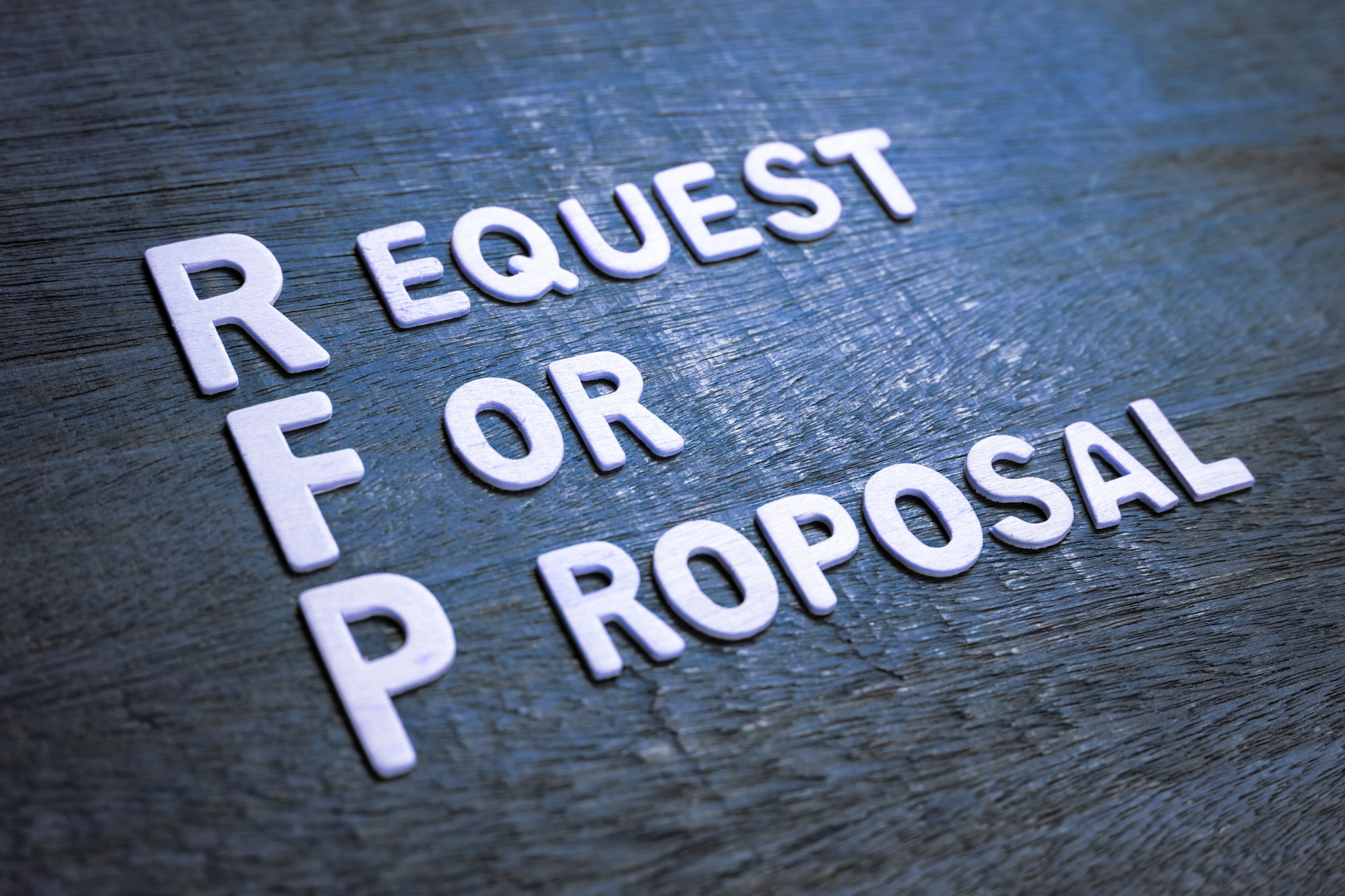 Letters spelling out “RFP: Request for Proposal”